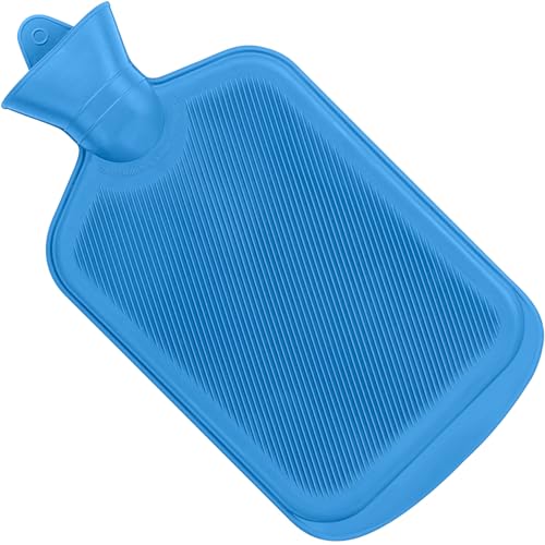 SteadMax [2 Pack] Hot Water Bottles, 2L (68oz) Natural Rubber -BPA Free- Durable Large Hot Water Bag for Hot Compress and Heat Therapy, Pain Relief Heating Pad, (Random Colors) - Image 2