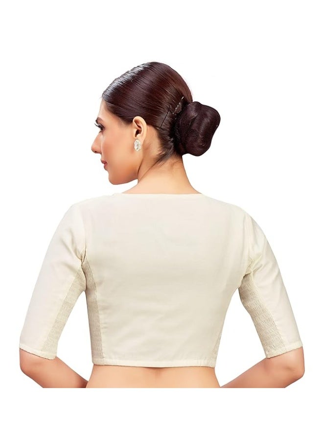 Studio Shringaar Women's Cotton Silk Stretchable (Smocked) Readymade Saree Blouse - Image 2