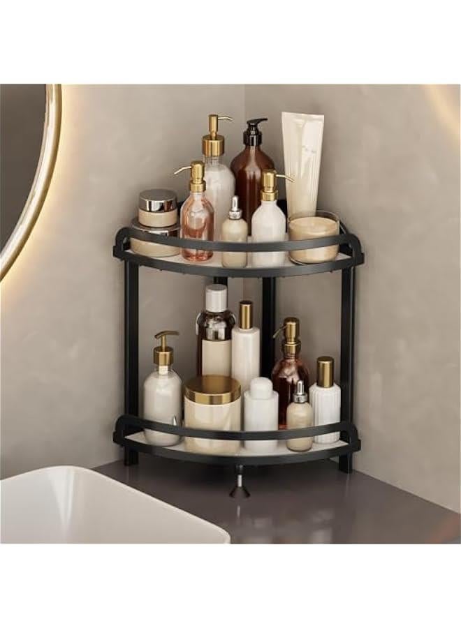 بيوينتي Makeup Organizer for Vanity,2-Tier Bathroom Organizers and Storage Countertop,Ideal for Bathroom Storage, Vanity,Large Skincare, Perfume, Present, and More. (Black) - Image 1