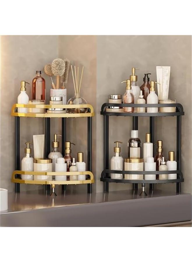 بيوينتي Makeup Organizer for Vanity,2-Tier Bathroom Organizers and Storage Countertop,Ideal for Bathroom Storage, Vanity,Large Skincare, Perfume, Present, and More. (Black) - Image 3