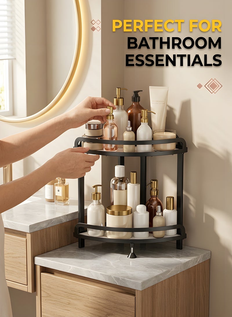 بيوينتي Makeup Organizer for Vanity,2-Tier Bathroom Organizers and Storage Countertop,Ideal for Bathroom Storage, Vanity,Large Skincare, Perfume, Present, and More. (Black) - Image 4