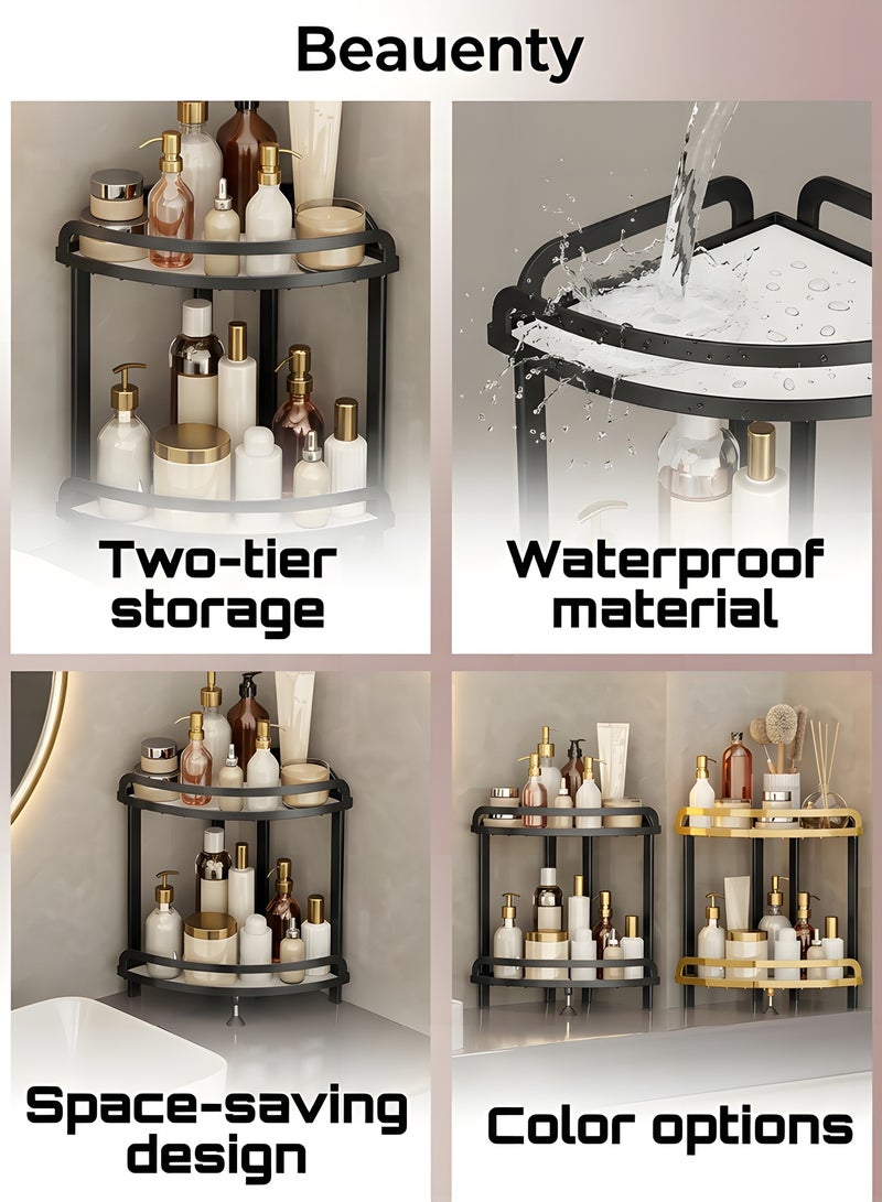 بيوينتي Makeup Organizer for Vanity,2-Tier Bathroom Organizers and Storage Countertop,Ideal for Bathroom Storage, Vanity,Large Skincare, Perfume, Present, and More. (Black) - Image 3