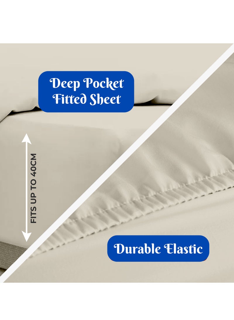 Infinitee Xclusives Premium Beige King Sheets Set - 1800 TC Series 4 Piece Bed Sheets - Soft Brushed Microfiber Fabric - 16 Inches Deep Pockets Sheets Wrinkle Free & Fade Resistant by Infinitee Xclusives  - Image 4