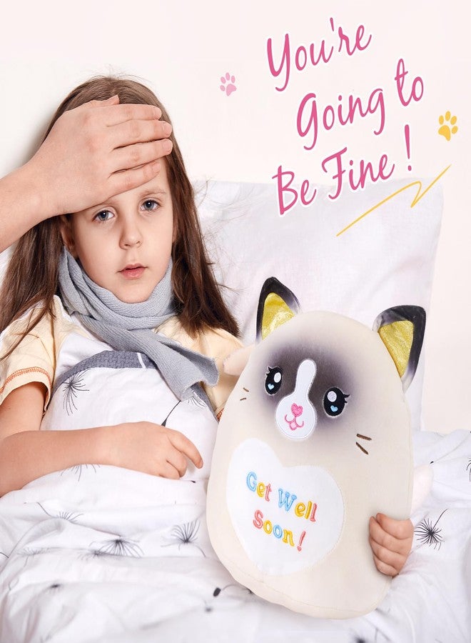 CozyWorld 13.5" Get Well Soon Cat Plush Pillow Soft Cute Ragdoll Cat Stuffed Animal Get Well Soon Kitten Gift for Women Girls Kids Patient Feel Better Plush Toy - Image 2