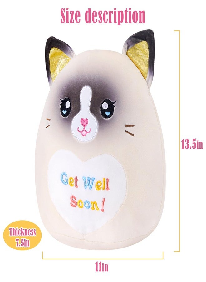 CozyWorld 13.5" Get Well Soon Cat Plush Pillow Soft Cute Ragdoll Cat Stuffed Animal Get Well Soon Kitten Gift for Women Girls Kids Patient Feel Better Plush Toy - Image 5