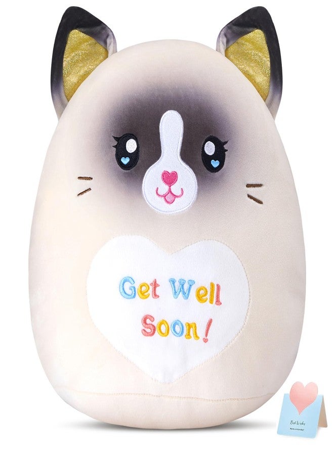 CozyWorld 13.5" Get Well Soon Cat Plush Pillow Soft Cute Ragdoll Cat Stuffed Animal Get Well Soon Kitten Gift for Women Girls Kids Patient Feel Better Plush Toy - Image 1
