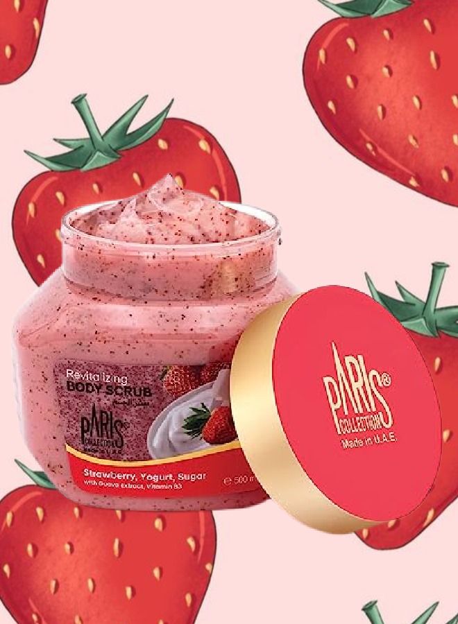 Paris Collection 4 Pieces Strawberry Body Scrub for Soft-Smooth Skin | Revitalizing Bathing Scrub with Yogurt, Sugar & Guava extract | For Women & Men | Removes Dirt & Dead Skin from Neck, Knees, Arms - 500gm - Image 2