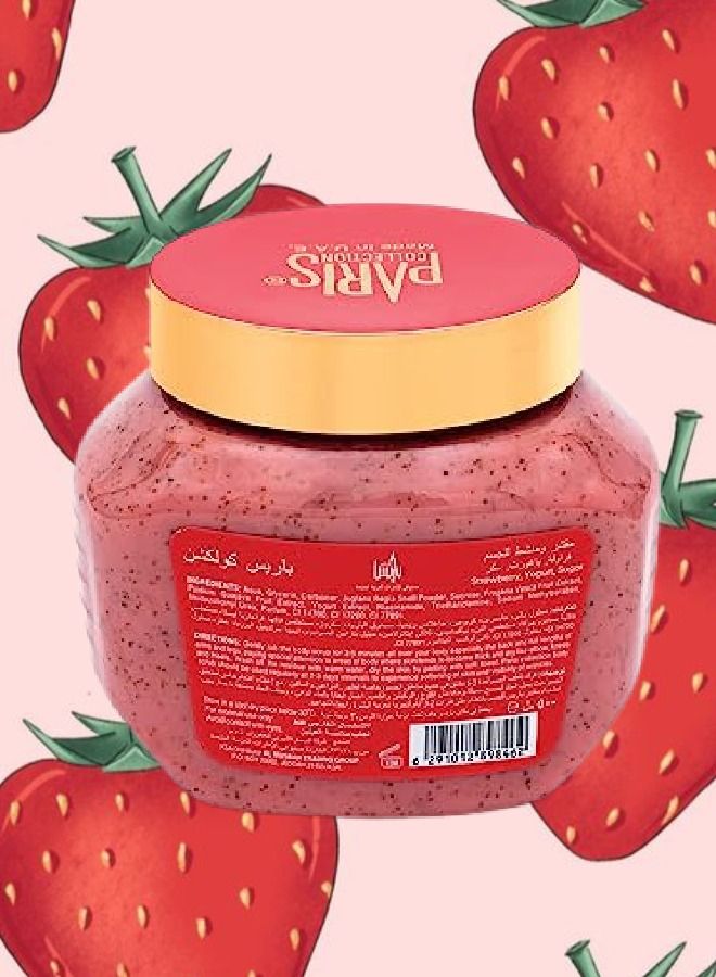 Paris Collection 4 Pieces Strawberry Body Scrub for Soft-Smooth Skin | Revitalizing Bathing Scrub with Yogurt, Sugar & Guava extract | For Women & Men | Removes Dirt & Dead Skin from Neck, Knees, Arms - 500gm - Image 3