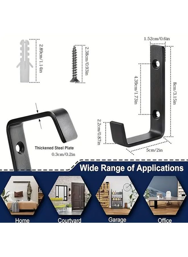 6 PCS Double Hole Heavy Duty Black Metal Wall Hooks Rustproof Durable - Image 4