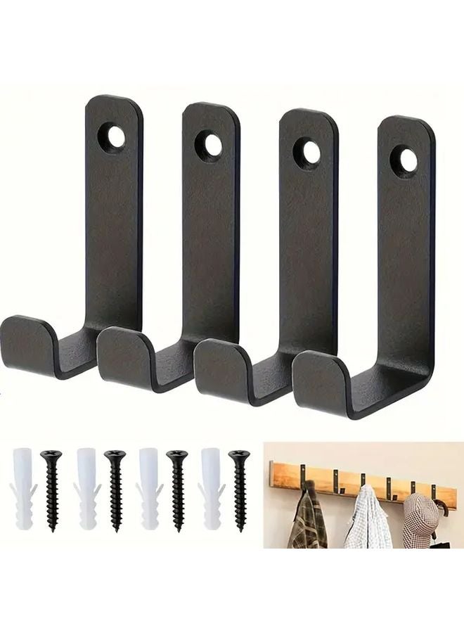 6 PCS Double Hole Heavy Duty Black Metal Wall Hooks Rustproof Durable - Image 3
