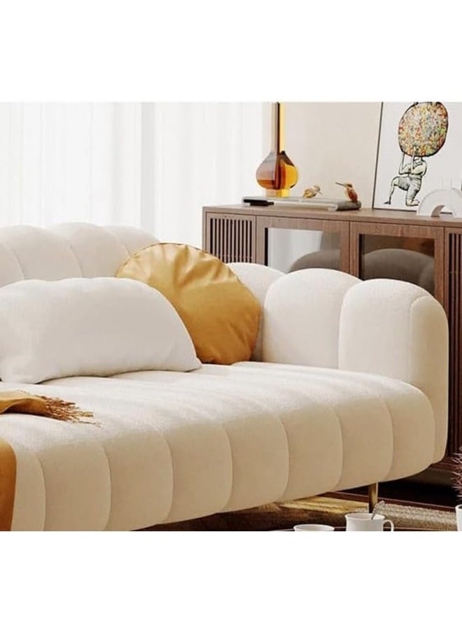 Comfynest Living Room Sofa A modern sofa with Italian design Velvet Upholstery Double soft sofa legs (White)  - Image 3