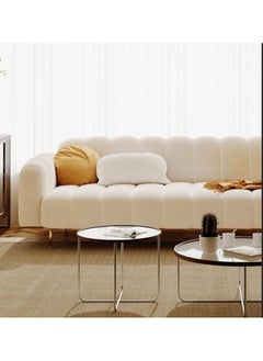 Comfynest Living Room Sofa A modern sofa with Italian design Velvet Upholstery Double soft sofa legs (White)  - Image 4