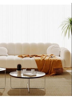Comfynest Living Room Sofa A modern sofa with Italian design Velvet Upholstery Double soft sofa legs (White)  - Image 5