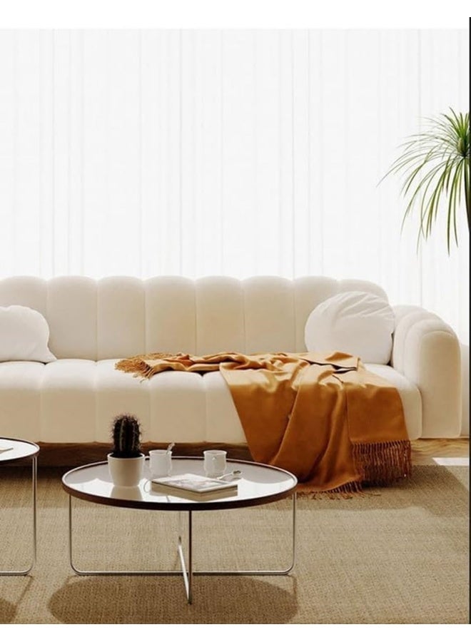 Comfynest Living Room Sofa A modern sofa with Italian design Velvet Upholstery Double soft sofa legs (White)  - Image 5