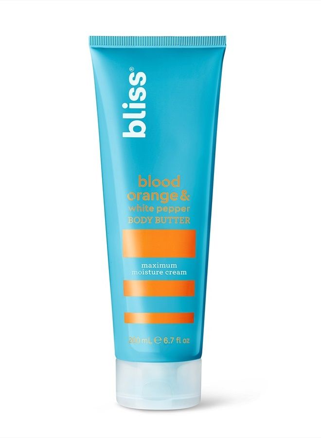 BLISS Body Butter - Blood Orange and White Pepper - Maximum Moisture Cream - 6.7 Fl Oz - Body Lotion for Dry Skin - Long-Lasting Moisturizer for Women & Men - Vegan and Cruelty-Free - Image 1