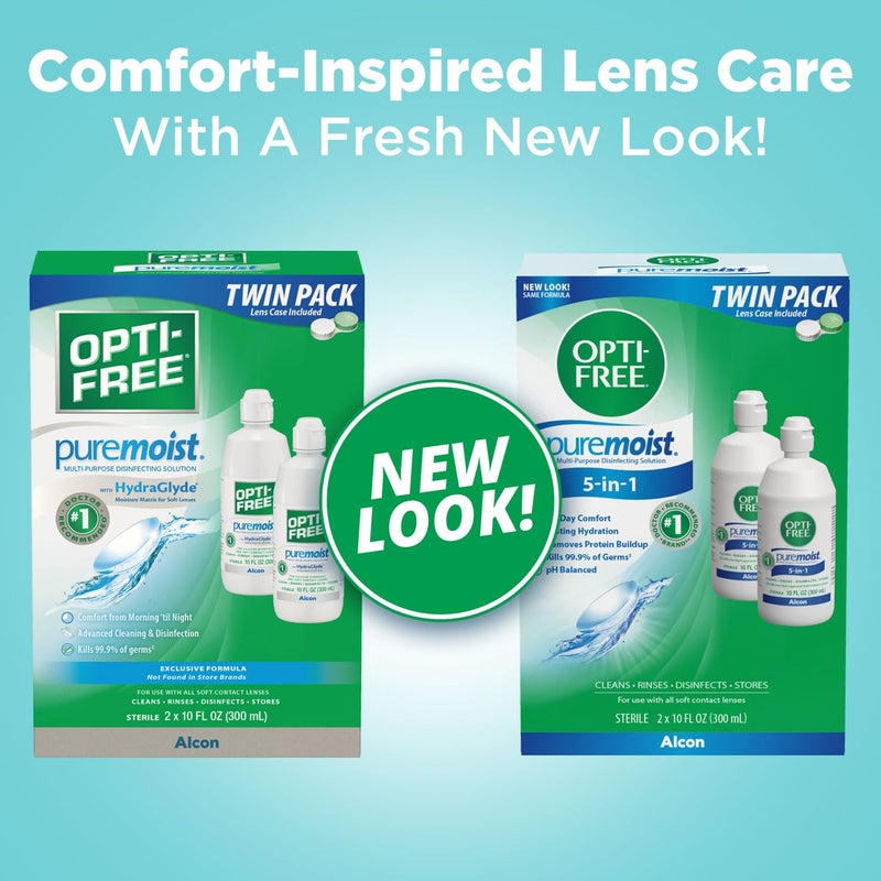 Opti-Free Puremoist Multi-Purpose Contact Lens Solution with Lens Case, 20 Fl Oz (pack of 2- 10oz bottles) - Image 2