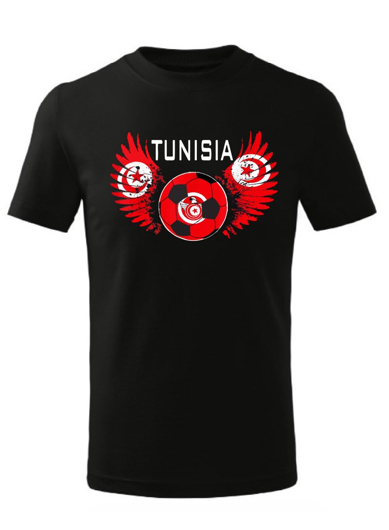 Tunisia Football Team World Fans printed T shirts Supporting The Team Football Team Jersey T shirts For Men | Women | Kids to win the cup (Black)  - Image 1