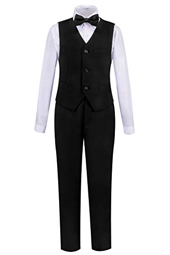 Addneo Suits for Boys Easter Outfits Kids Suit Black Dress Pants Vest White Shirt Boys Suits Size 14 - Image 5