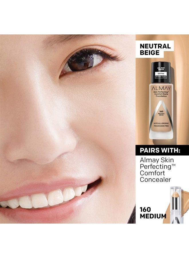 Almay Skin Perfecting Comfort Matte Foundation, Hypoallergenic, Cruelty Free, -Fragrance Free, Dermatologist Tested Liquid Makeup, Neutral Beige, 1 Fluid Ounce - Image 5