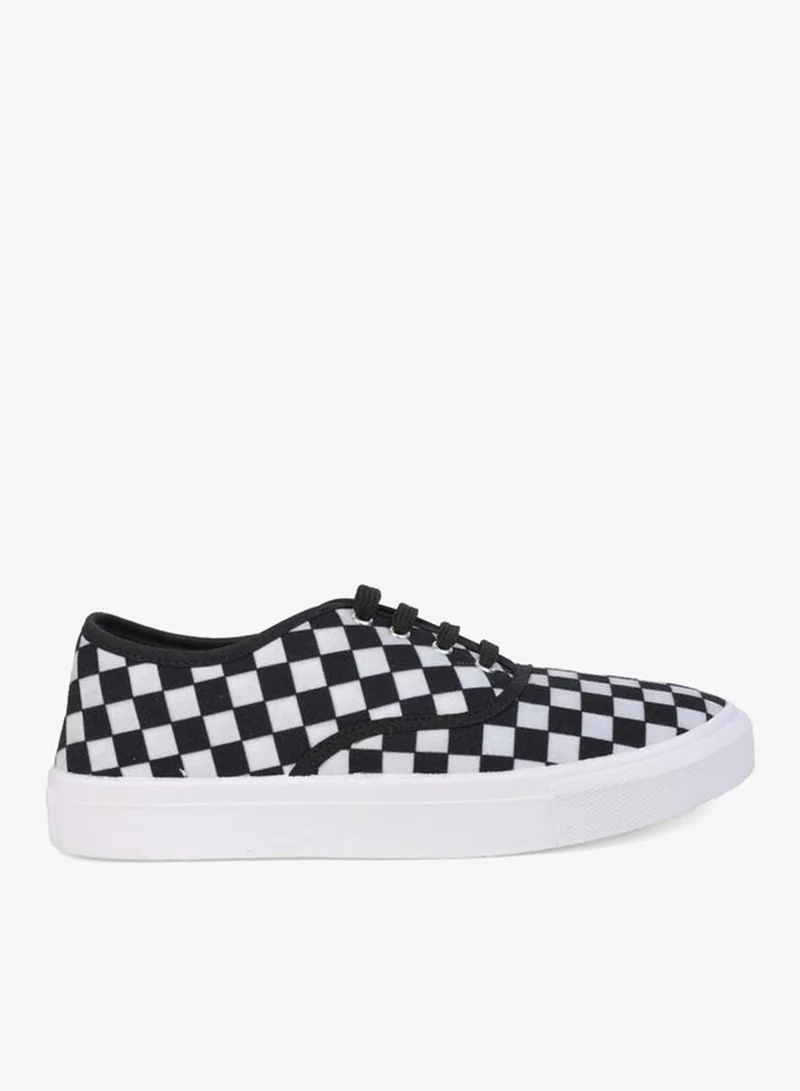 Styli Checkerboard Canvas Lace Up Sneakers