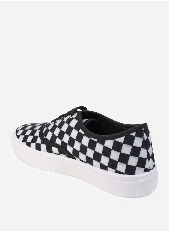 Styli Checkerboard Canvas Lace Up Sneakers  - Image 5