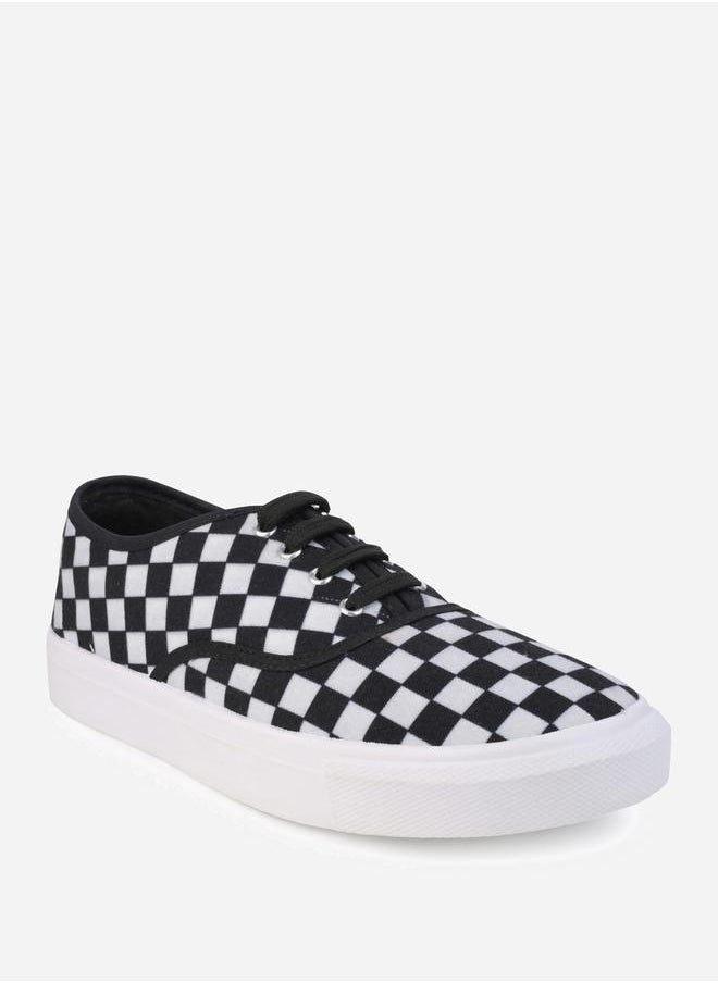 Styli Checkerboard Canvas Lace Up Sneakers  - Image 3