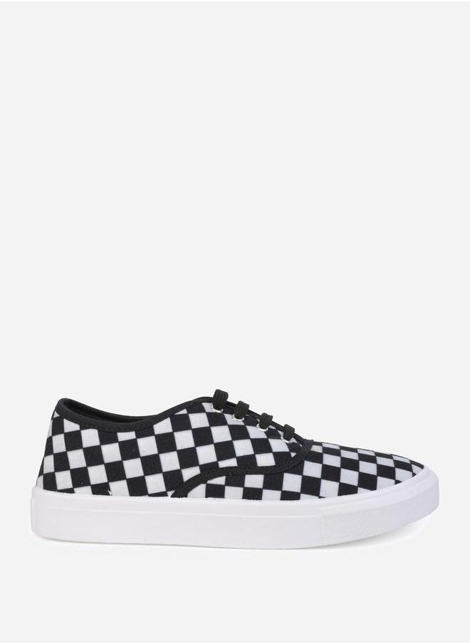 Styli Checkerboard Canvas Lace Up Sneakers  - Image 4