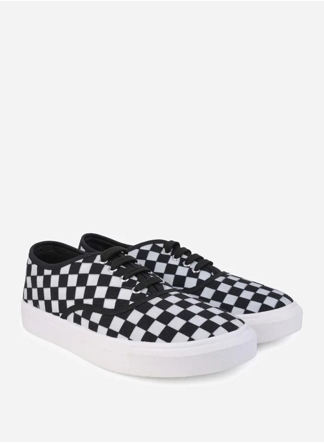 Styli Checkerboard Canvas Lace Up Sneakers