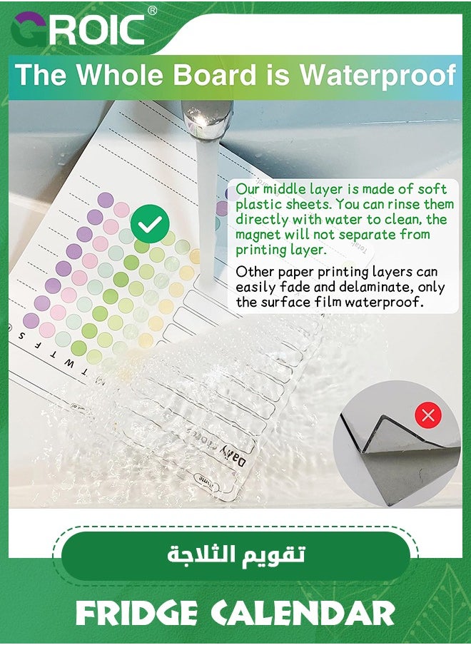 GROIC Dry Erase Calendar Kit,Magnetic Calendar for Refrigerator Set,Fridge Calendar Whiteboard Meal Planner Menu Board,Office Supplies with 2 Magnetic Markers  - Image 3