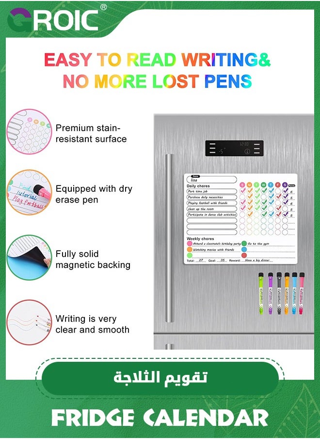 GROIC Dry Erase Calendar Kit,Magnetic Calendar for Refrigerator Set,Fridge Calendar Whiteboard Meal Planner Menu Board,Office Supplies with 2 Magnetic Markers  - Image 5