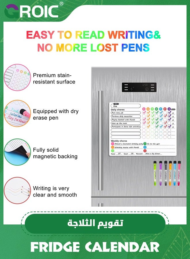 GROIC Dry Erase Calendar Kit,Magnetic Calendar for Refrigerator Set,Fridge Calendar Whiteboard Meal Planner Menu Board,Office Supplies with 2 Magnetic Markers - Image 4