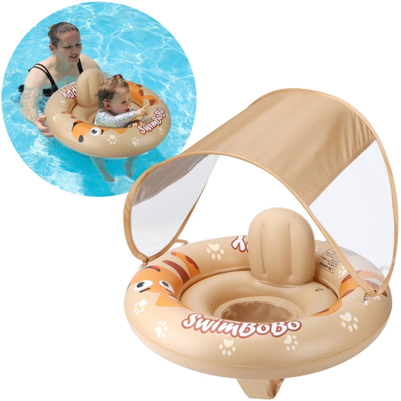 Swimbobo Inflatable Baby Swimming Float with Safe Seat and Canopy for Age 636 Months Toddler Beige Dog - Image 2