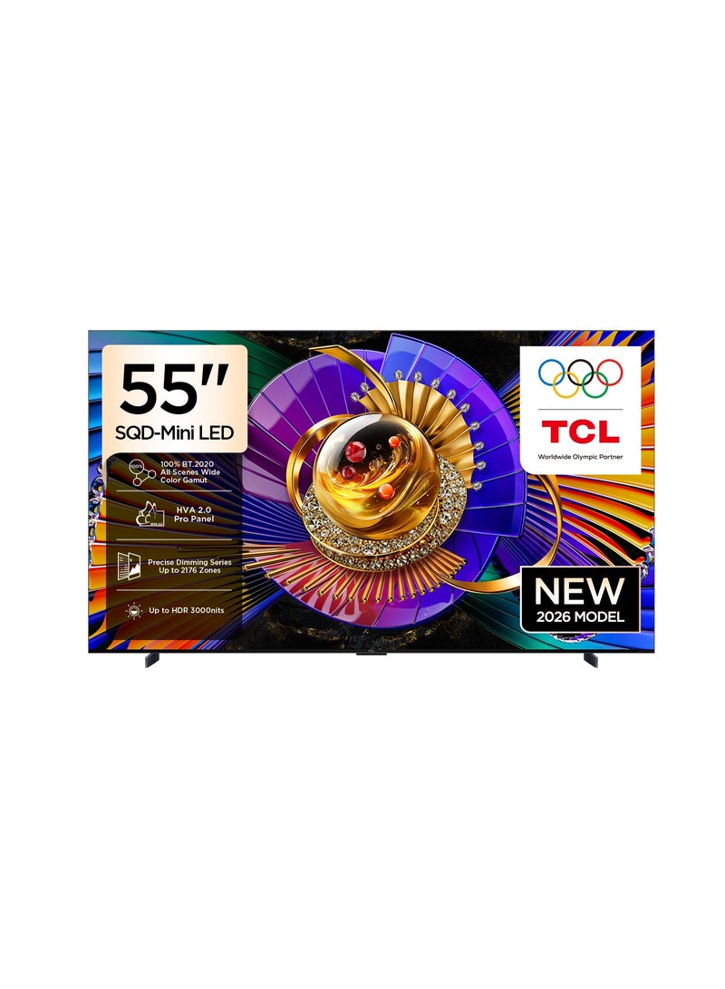 TCL 55-inch 4K Google TV with Dolby Atmos & B&O Audio, 55C7L SQD-MiniLED, 144Hz VRR, 64GB Storage 55C7L black - Image 1
