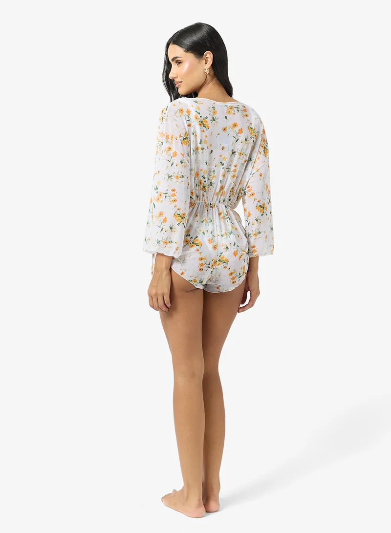 Ginger 3 PC Floral Bikini with Cover Up Set