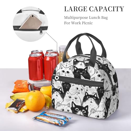 bassyil Cat Insulated Lunch Bag Reusable Lunch Box With Adjustable Shoulder Strap Cooler Tote Bag For Men Women - Image 5