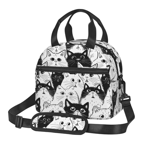 bassyil Cat Insulated Lunch Bag Reusable Lunch Box With Adjustable Shoulder Strap Cooler Tote Bag For Men Women - Image 1