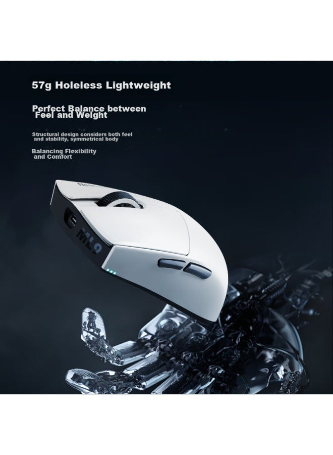 Thunderobot Ml9mini Starlight Wired/wireless/tri-mode Gaming Mouse Paw3950 Esports Office Flagship Mouse, Holeless Lightweight, With Charging Dock, White - Image 4