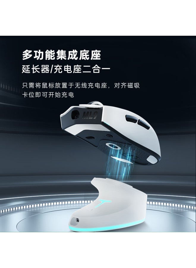 Thunderobot Ml9mini Starlight Wired/wireless/tri-mode Gaming Mouse Paw3950 Esports Office Flagship Mouse, Holeless Lightweight, With Charging Dock, White - Image 2