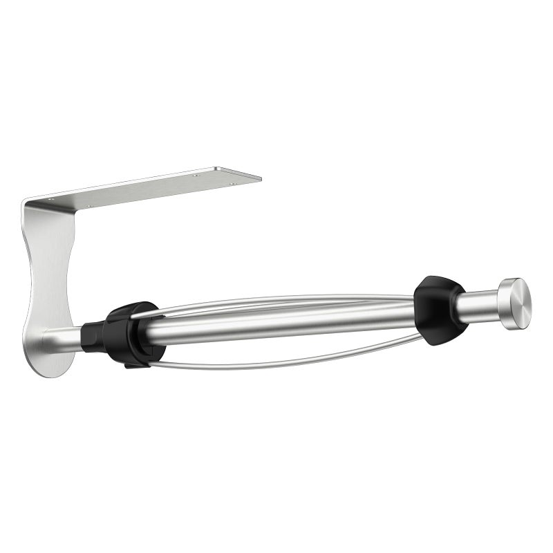 SetSail Paper Towel Holder Under Cabinet Single Hand Operable with Adjustable Damper Easy Tear Paper Towel Holder Wall Mount for Kitchen Bathroom, Adhesive or Screw, Silver - Image 1