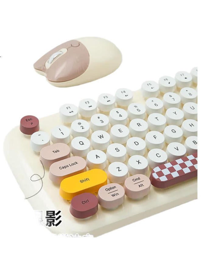 Geezer Zero Wireless Retro Punk Keyboard And Mouse Set, Office Keyboard And Mouse Set, Mouse, Computer Keyboard, Laptop Keyboard, Beige - Image 1