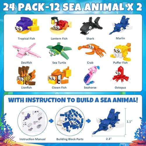 Asoulin 24PCS Animal Building Blocks Toys Easter Party Favors for Kids 35 48 812 Easter Egg Fillers Goodie Bag Stuffers Classroom Prize Treasure Box Toys Bulk for Toddler Boys Girls Birthday Return Gifts - Image 5