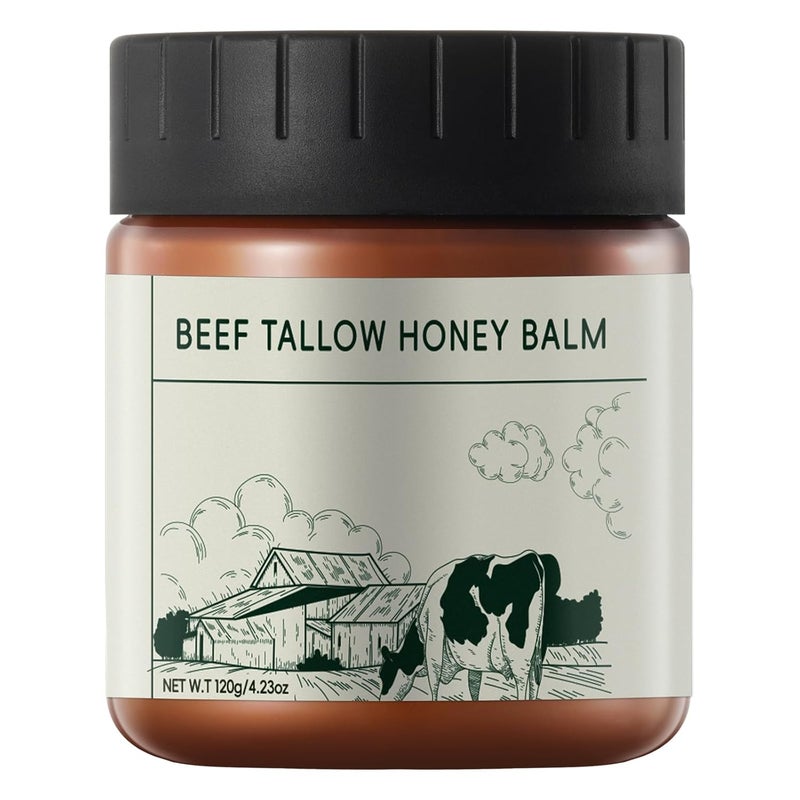 YAFUSIPE Beef Tallow and Honey Balm for Skin Daily Facial Moisturizer Natural Organic GrassFed Whipped Tallow Balm Blend Face Cream Body Lotion Skin Care for Women Hydrates and Nourishes 423OZ
