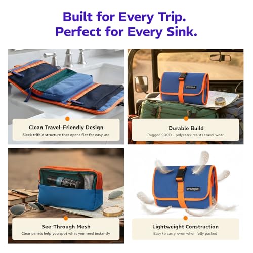 Provogue Trifold Toiletry Kit for Men and Women, Polyester Cosmetic kit, Travel Organiser Pouch with Foldable Design and Buckle Closure, Travel Accessory for Men and Women, Electric Blue - Image 5