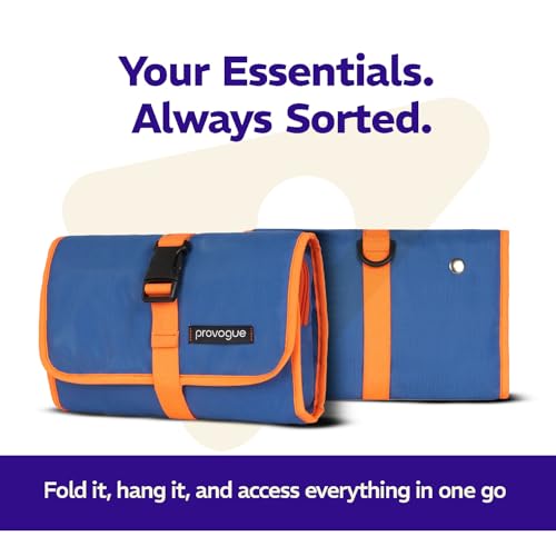 Provogue Trifold Toiletry Kit for Men and Women, Polyester Cosmetic kit, Travel Organiser Pouch with Foldable Design and Buckle Closure, Travel Accessory for Men and Women, Electric Blue - Image 3