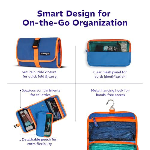 Provogue Trifold Toiletry Kit for Men and Women, Polyester Cosmetic kit, Travel Organiser Pouch with Foldable Design and Buckle Closure, Travel Accessory for Men and Women, Electric Blue - Image 4