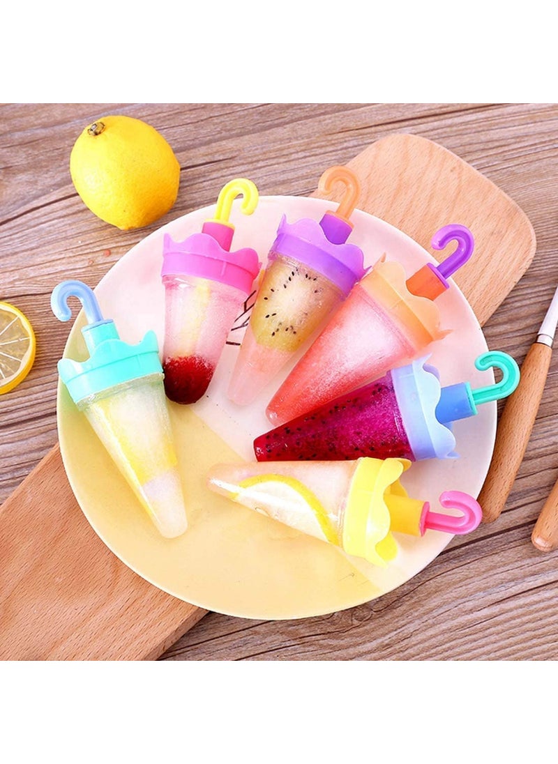 Plenteous - Plenteous Umbrella Style Ice Candy Popsicle Mold Kulfi Frozen Colorful Stick Ice Cream Mould Yogurt Maker Ice Cube 6 Cavity Transparent Tray Multi Color 2 pc - Image 1