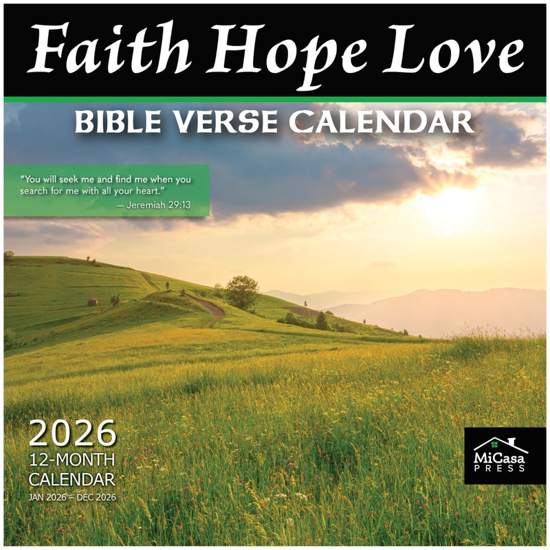 MICASA PRESS Christian Wall Calendar 2026 | Faith Hope Love with Bible Verses | 12 Month | 12" x 24" Open | Thick & Sturdy Paper | Holiday Gift | Religious Scripture Christian Calendar 2026 - Image 1