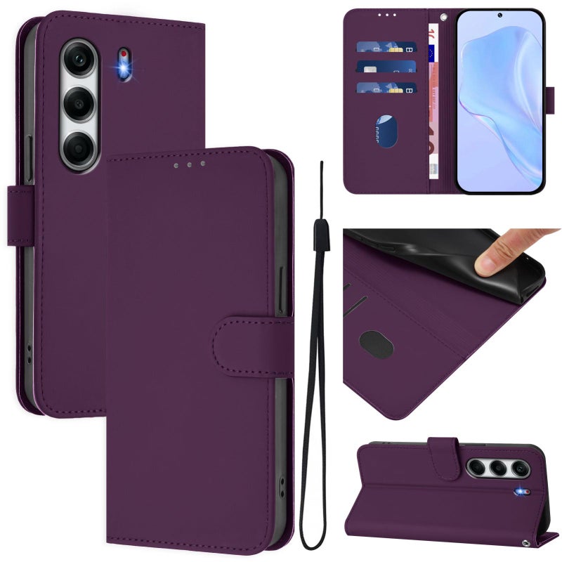 erorex For Tecno Camon 40 Pro 5G  Feel Solid Color Leather Phone Case with Lanyard(Violet) - Image 1