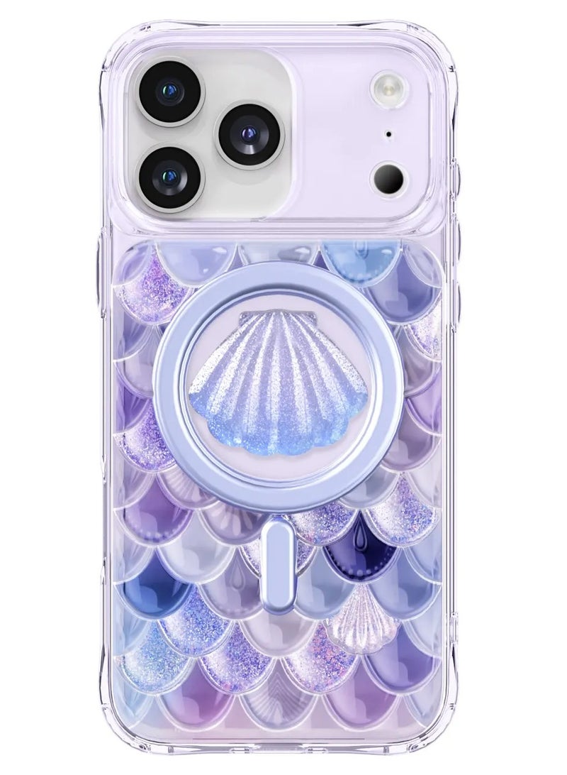 LEVELO iPhone 17 Pro MagSafe  Case Pearl 3D IML With Shock-Resistant Bumper & Raised Bezels For Camera And Screen / Ocean-Inspired Elegance /  Impact-Resistant Back Cover - Purple - Image 1