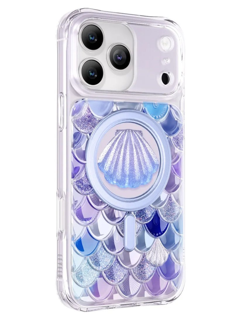 LEVELO iPhone 17 Pro MagSafe  Case Pearl 3D IML With Shock-Resistant Bumper & Raised Bezels For Camera And Screen / Ocean-Inspired Elegance /  Impact-Resistant Back Cover - Purple - Image 4